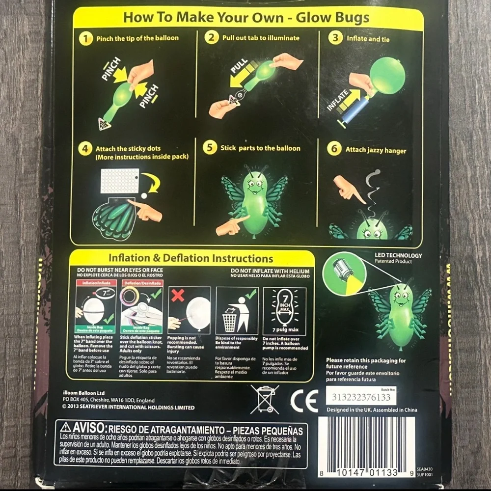💞 New 4-Pack of Illooms LED Glow Bugs Light Up Party Balloons
